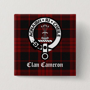 Badge Carré 5 Cm Clan Cameron Crest & Tartan