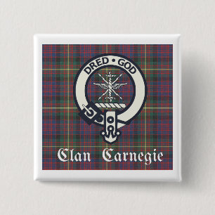 Badge Carré 5 Cm Clan Carnegie Crest Tartan