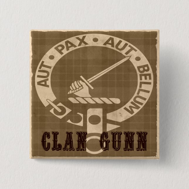 Badge Carré 5 Cm Clan Gunn Sepia (Devant)
