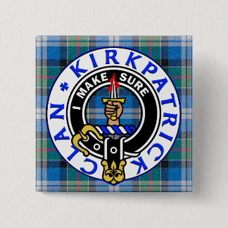 Badge Carré 5 Cm CLAN KIRKPATRICK CREST on TARTAN SQUARE