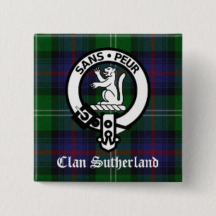 Badge Carré 5 Cm Clan Sutherland Crest & Tartan