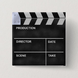 Badge Carré 5 Cm clap cinéma