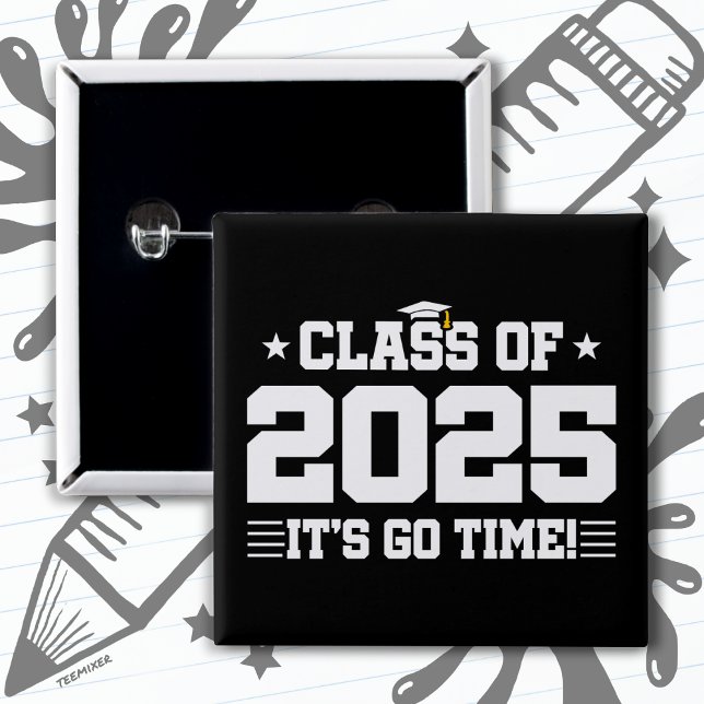 Badge Carré 5 Cm Classe de 2025 Lycée Graduation Senior 2025 (Créateur téléchargé)
