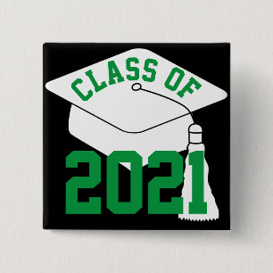 Badge Carré 5 Cm Classe verte du bouton Casquette de 2e année 2024