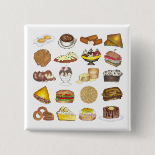 Badge Carré 5 Cm Classic American Lunch Counter Greasy Spoon Diner