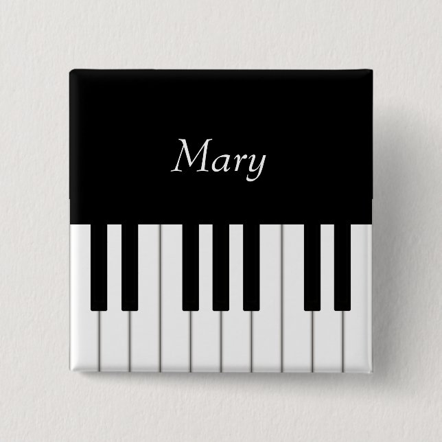 Badge Carré 5 Cm Classic Piano Keyboard Personalized Music (Devant)