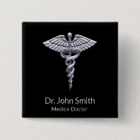 Classy Silver Caduceus Medical on Black