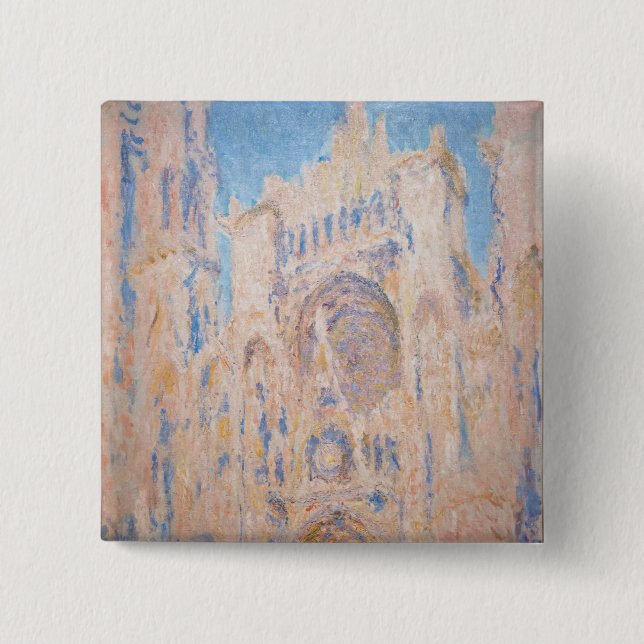 Badge Carré 5 Cm Claude Monet - Cathédrale de Rouen au coucher du s (Devant)