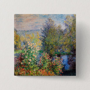 Badge Carré 5 Cm Claude Monet - Coin de jardin à Montgeron