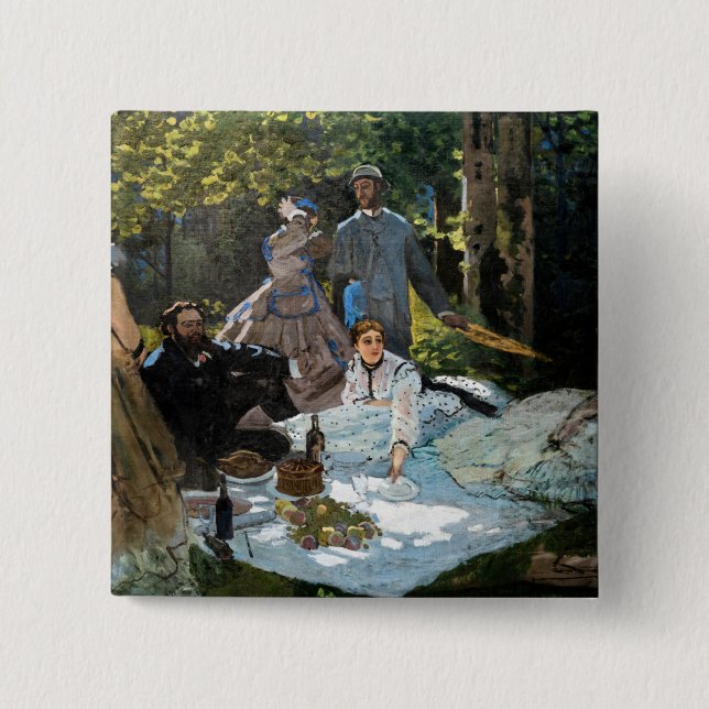 Badge Carré 5 Cm Claude Monet - Déjeuner sur l'herbe, panneau droit (Devant)