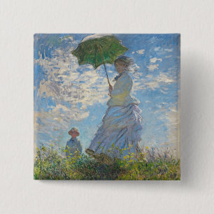 Badge Carré 5 Cm Claude Monet   Femme avec un parasol