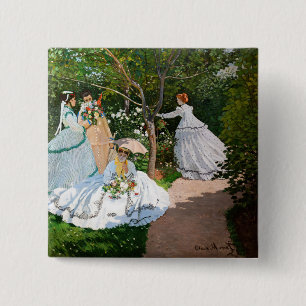 Badge Carré 5 Cm Claude Monet - Femmes au jardin