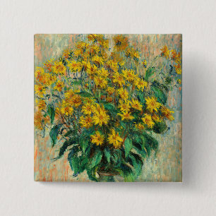 Badge Carré 5 Cm Claude Monet - Fleurs d'artichauts de Jérusalem