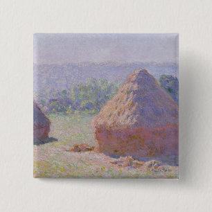 Badge Carré 5 Cm Claude Monet Grainstacks à la fin de l'été