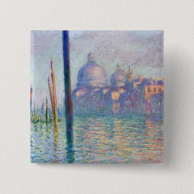 Badge Carré 5 Cm Claude Monet - Grand Canal, Venise (Devant)