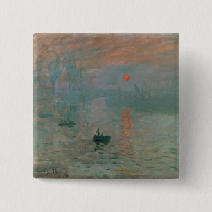 Badge Carré 5 Cm Claude Monet Impression Soleil levant (soleil leva
