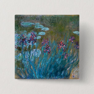 Badge Carré 5 Cm Claude Monet : Iris et nénuphars