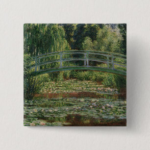 Badge Carré 5 Cm Claude Monet Japon Footbridge & Water Lily Pool