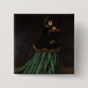 Badge Carré 5 Cm Claude Monet la femme dans la robe verte, 1866