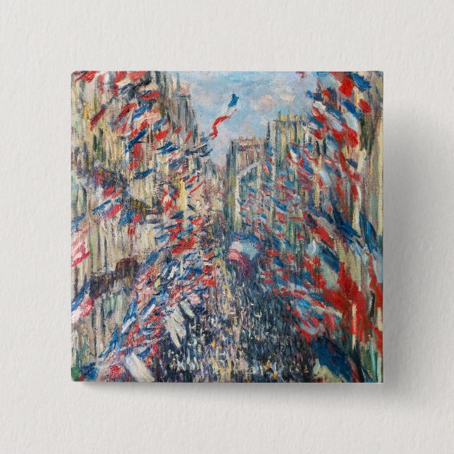 Badge Carré 5 Cm Claude Monet - La Rue Montorgueil - Paris (Devant)