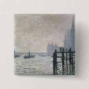 Badge Carré 5 Cm Claude Monet   la Tamise au-dessous de Westminster