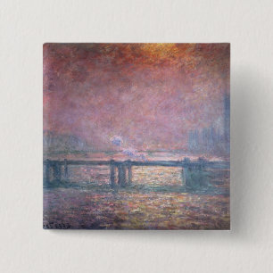 Badge Carré 5 Cm Claude Monet la Tamise chez Charing Cross, 1903