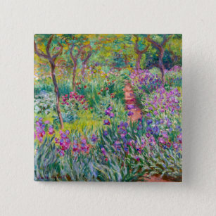 Badge Carré 5 Cm Claude Monet - Le jardin d'Iris à Giverny