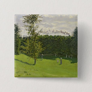 Badge Carré 5 Cm Claude Monet le train dans le pays, c.1870-71