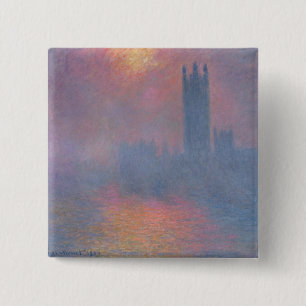 Badge Carré 5 Cm Claude Monet   les Chambres du Parlement, Londres