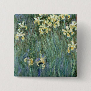 Badge Carré 5 Cm Claude Monet les iris jaunes