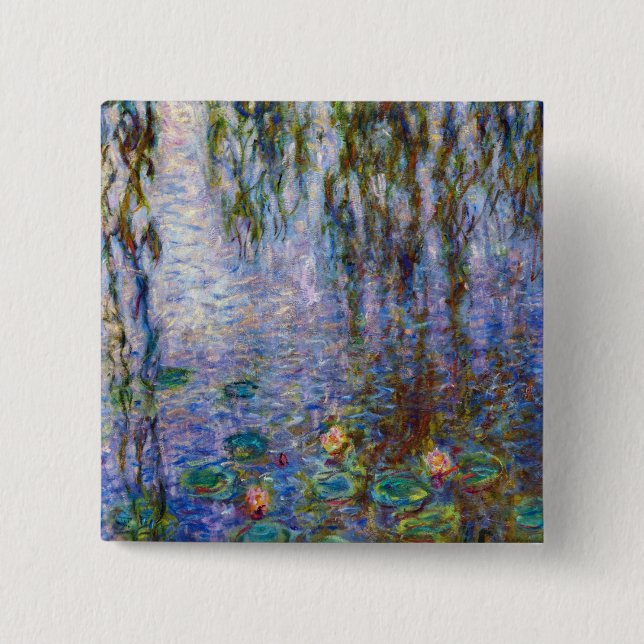 Badge Carré 5 Cm Claude Monet - Lys d'eau (Devant)