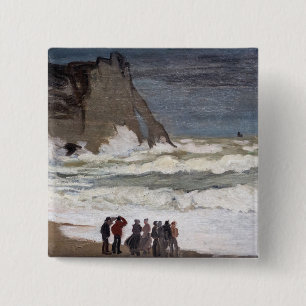 Badge Carré 5 Cm Claude Monet - Mer Noire à Etretat