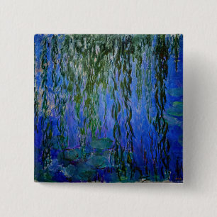 Badge Carré 5 Cm Claude Monet - Nymphéas avec saule pleureur