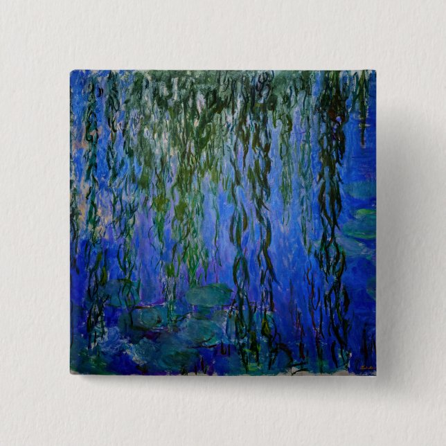 Badge Carré 5 Cm Claude Monet - Nymphéas avec saule pleureur (Devant)