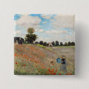 Badge Carré 5 Cm Claude Monet - Poppy Field