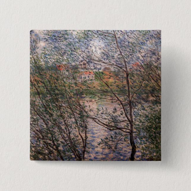 Badge Carré 5 Cm Claude Monet - Printemps à travers les branches (Devant)
