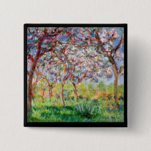 Badge Carré 5 Cm Claude Monet   Printemps un Giverny