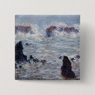 Badge Carré 5 Cm Claude Monet - Tempête au large de la côte Belle-Î