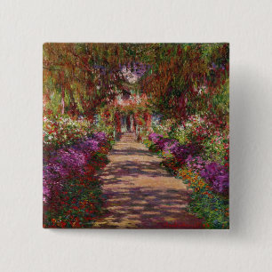Badge Carré 5 Cm Claude Monet une voie dans le jardin de Monet
