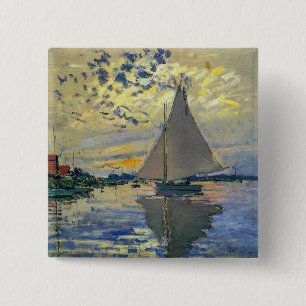 Badge Carré 5 Cm Claude Monet - Voilier au Petit-Gennevilliers