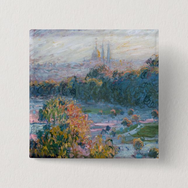 Badge Carré 5 Cm Claude Monet - Vue des Tuileries, étude (Devant)