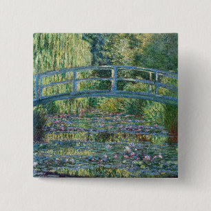 Badge Carré 5 Cm Claude Monet - Water Lily pond, Green Harmony