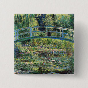 Badge Carré 5 Cm Claude Monet - Water Lily Pond & Japanesese Bridge