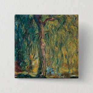 Badge Carré 5 Cm Claude Monet - Willow Weeping