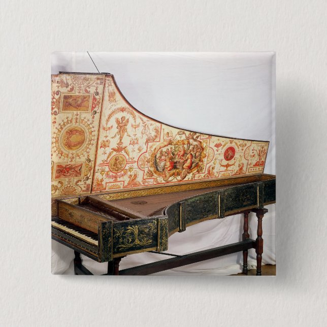 Badge Carré 5 Cm Clavecin doré et peint (Devant)