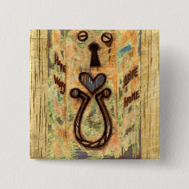 Badge Carré 5 Cm Clavier et coeur (Devant)