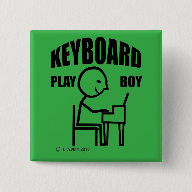 Badge Carré 5 Cm Clavier Play Boy (Devant)