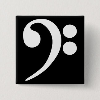 Badge Carré 5 Cm Clé de Fa blanche