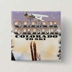 Badge Carré 5 Cm Clear Creek, Colorado poster de ski.