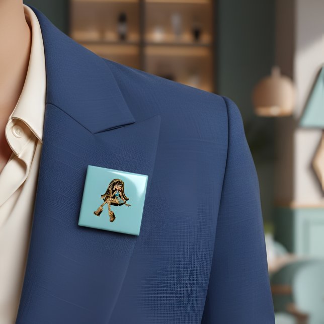 Badge Carré 5 Cm Cleo Button (Créateur téléchargé)